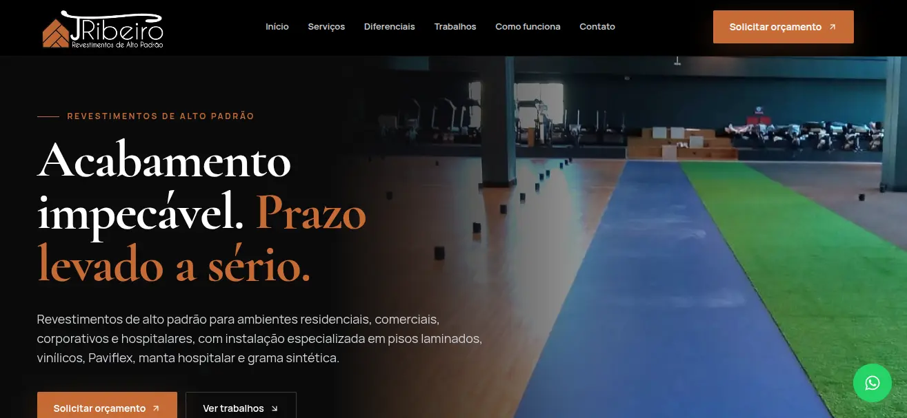 Captura real da página inicial do site JRibeiro Revestimentos